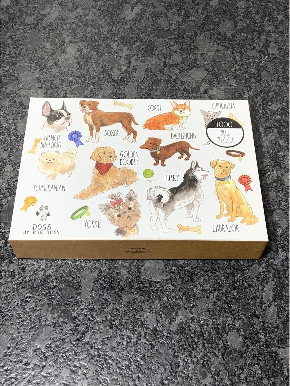 Magenta Rae Dunn Dogs 1000 Piece Jigsaw 27 x 20" Yorkie Husky Boxer Lab Puzzle